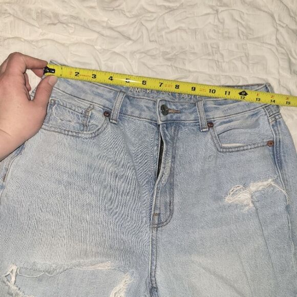 American Eagle Light Wash Distressed Mom Jean 6 - Picture 8 of 13
